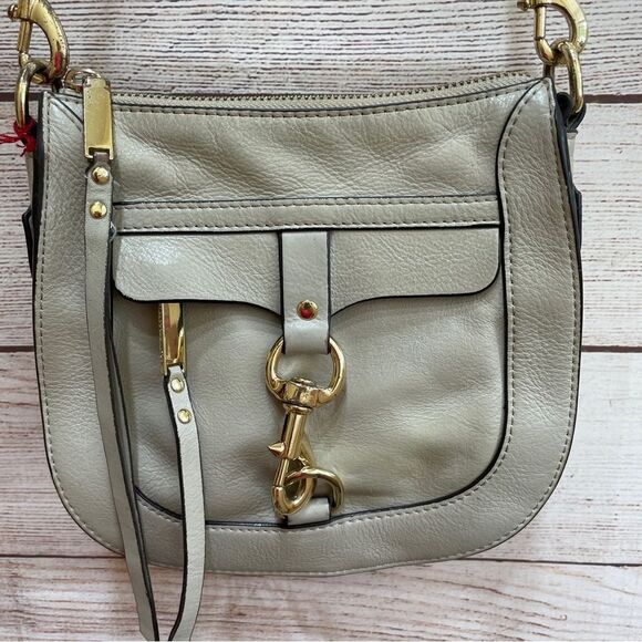 REBECCA MINKOFF LEATHER SADDLEBAG WITH DOG CLIP IN‎ CREAM - Picture 4 of 13